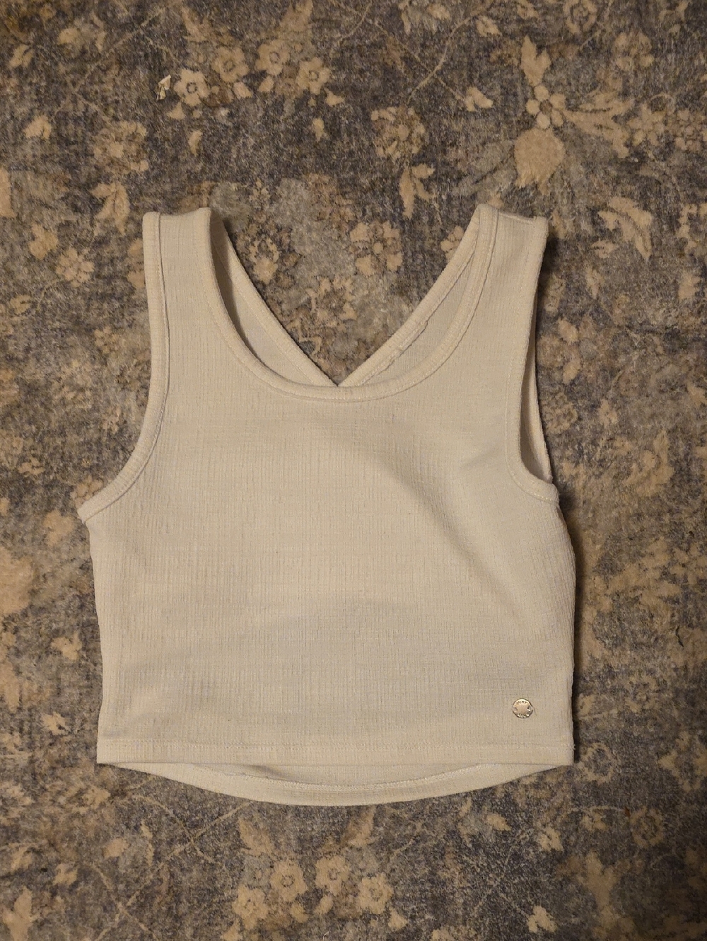 Roxy Cream Ribbed V-Back Tank